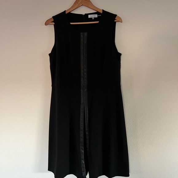 Calvin Klein faux leather midline sleeveless dress - Picture 4 of 5